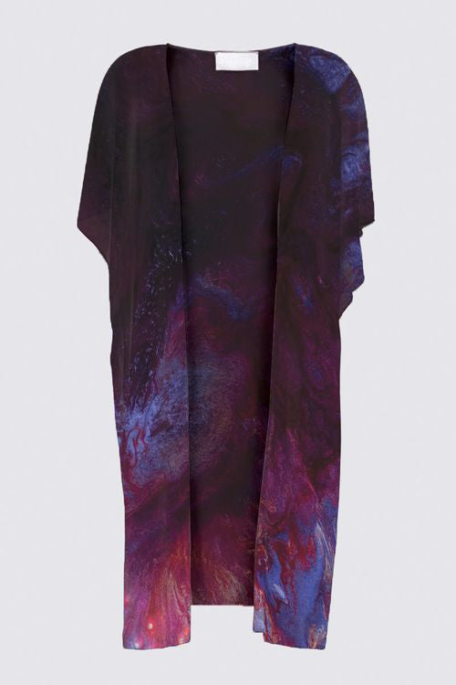 Short Sleeve Long Chiffon Cover Up