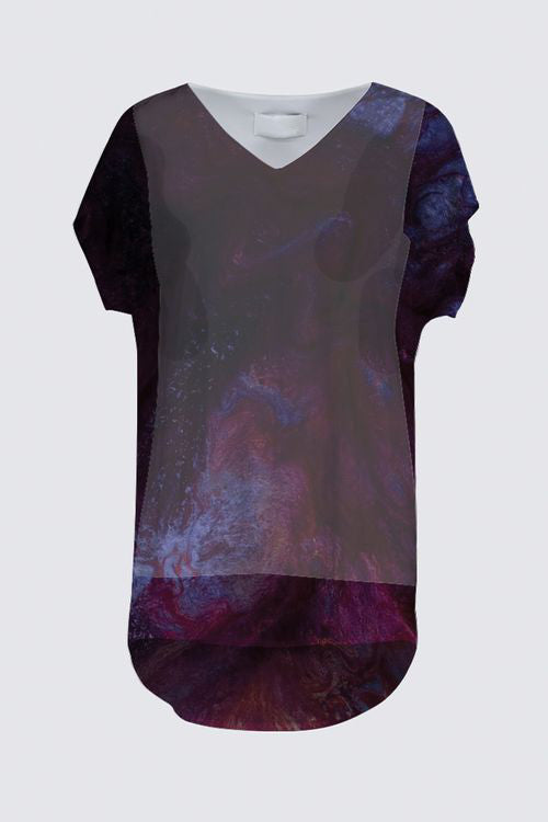 Short Sleeve V-Neck Chiffon Top