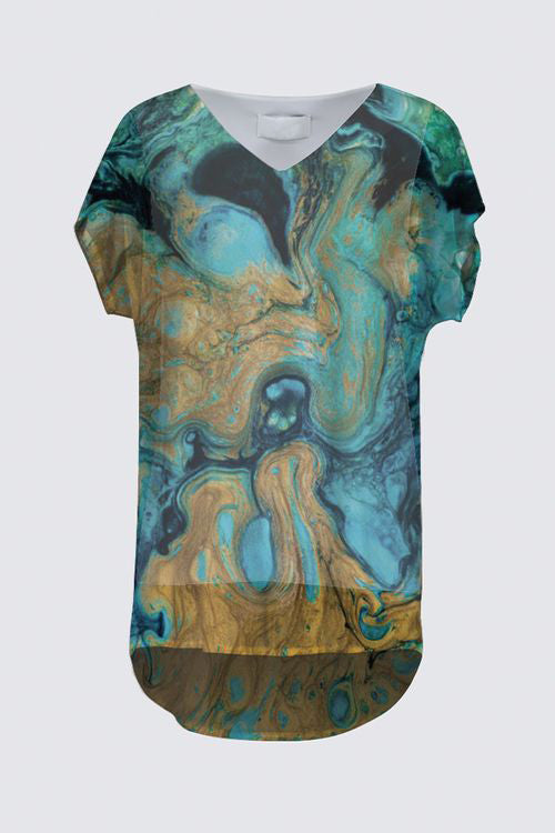Short Sleeve V-Neck Chiffon Top