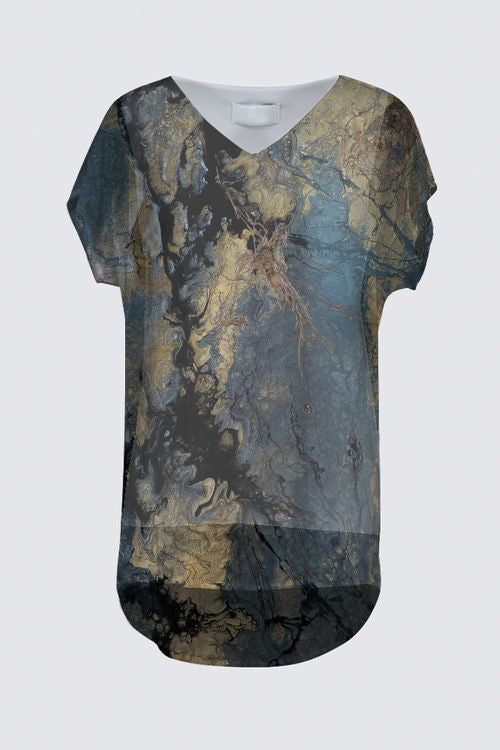 Short Sleeve V-Neck Chiffon Top