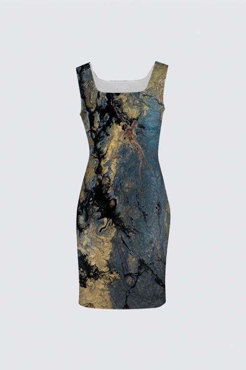 Sleeveless Square Neckline Dress