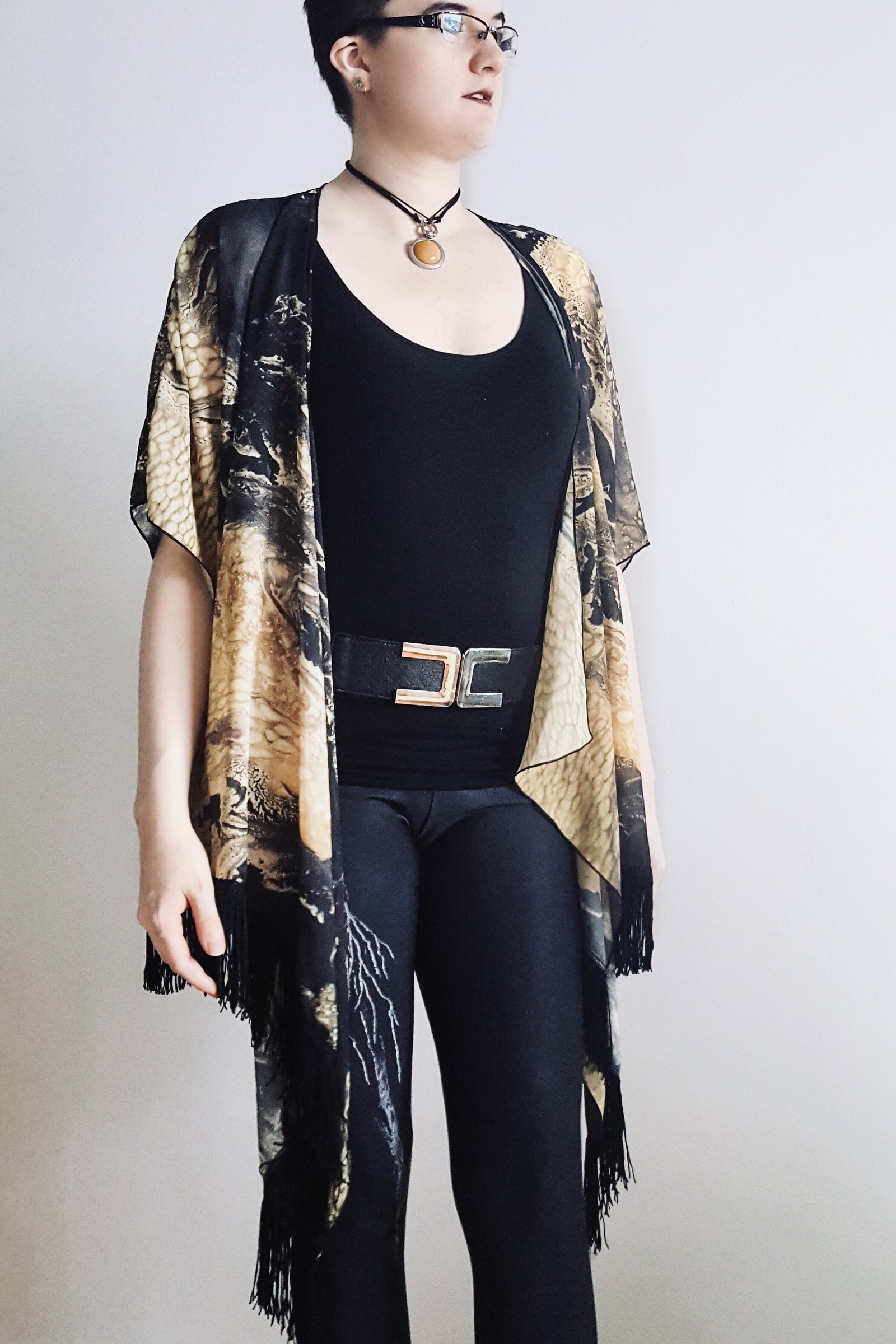 Draped Cover Up With Fringe