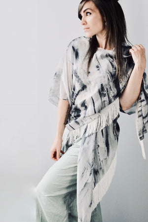 Draped Cover Up With Fringe
