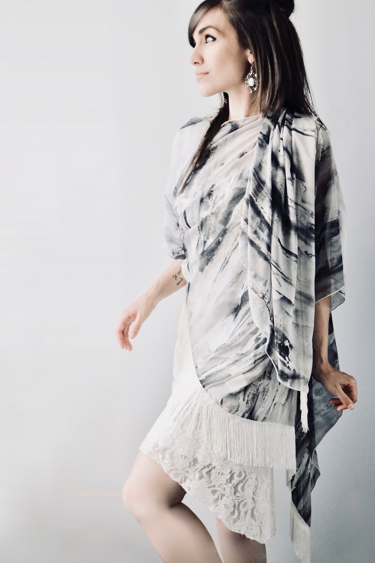 Draped Cover Up With Fringe
