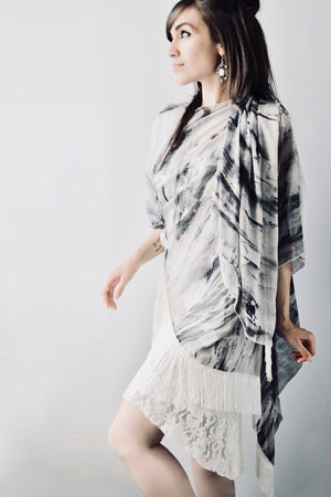 Draped Cover Up With Fringe