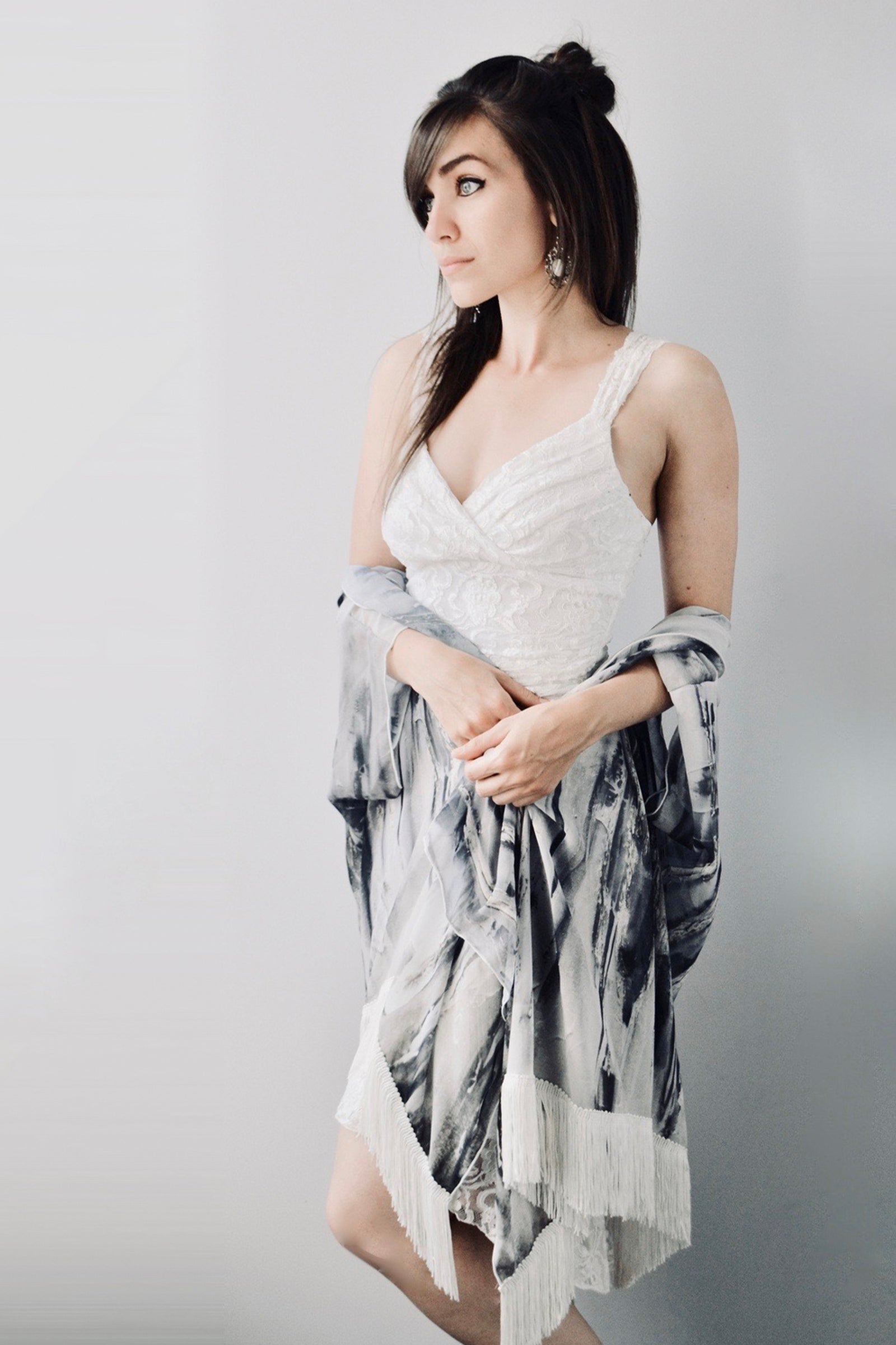 Draped Cover Up With Fringe