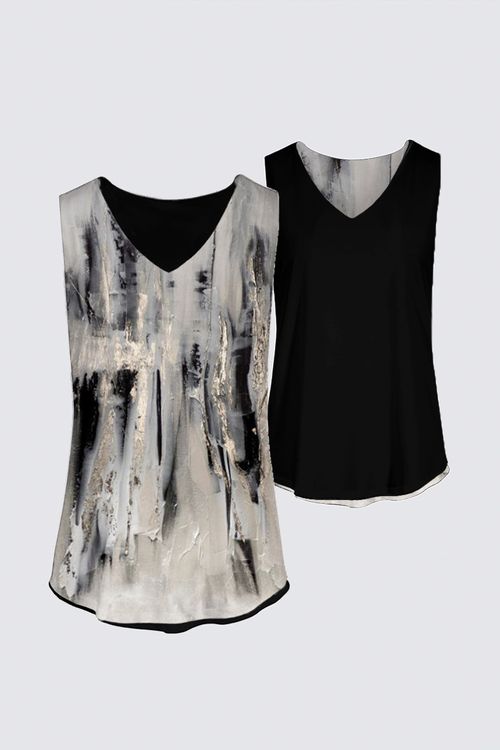 Reversible Sleeveless V-Neck Top