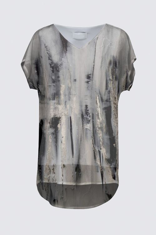 Short Sleeve V-Neck Chiffon Top