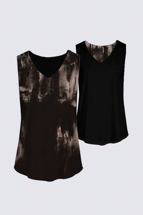 Reversible Sleeveless V-Neck Top