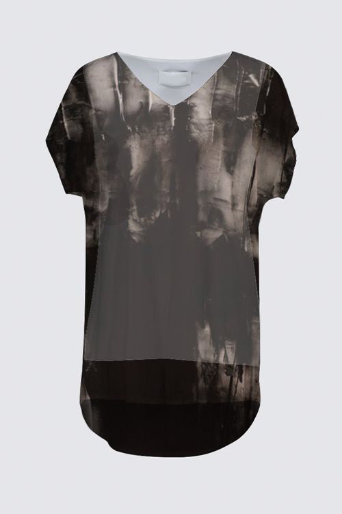 Short Sleeve V-Neck Chiffon Top