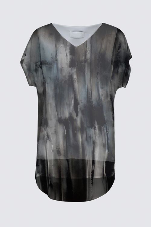 Short Sleeve V-Neck Chiffon Top