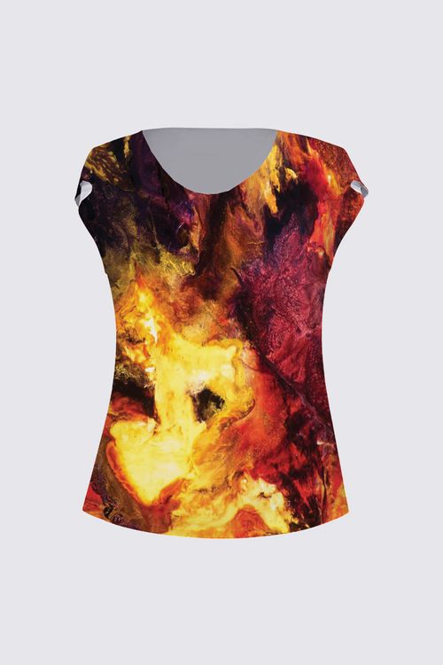 Drape Neck Cap Sleeve Tee