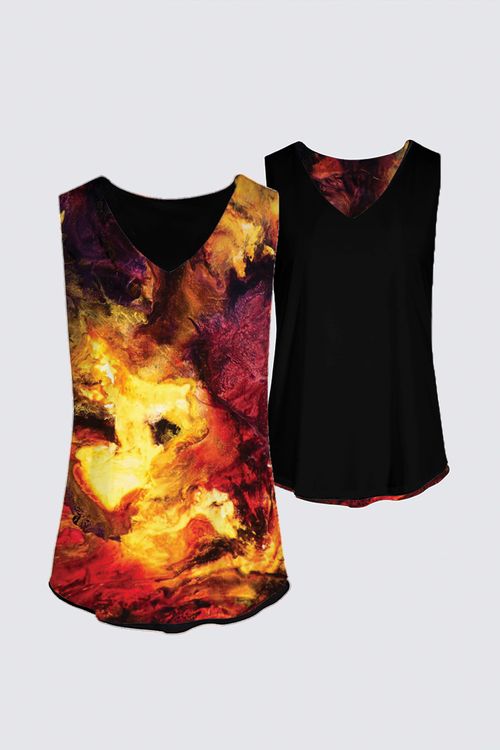Reversible Sleeveless V-Neck Top