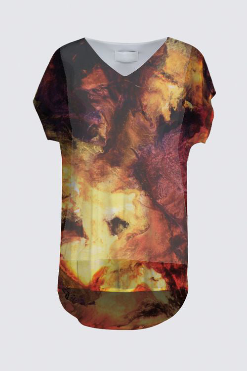 Short Sleeve V-Neck Chiffon Top