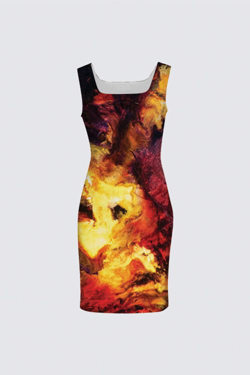 Sleeveless Square Neckline Dress