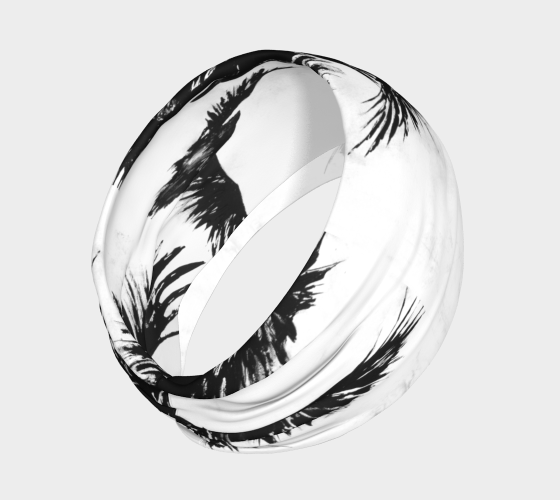 Black and white raven print wide headband