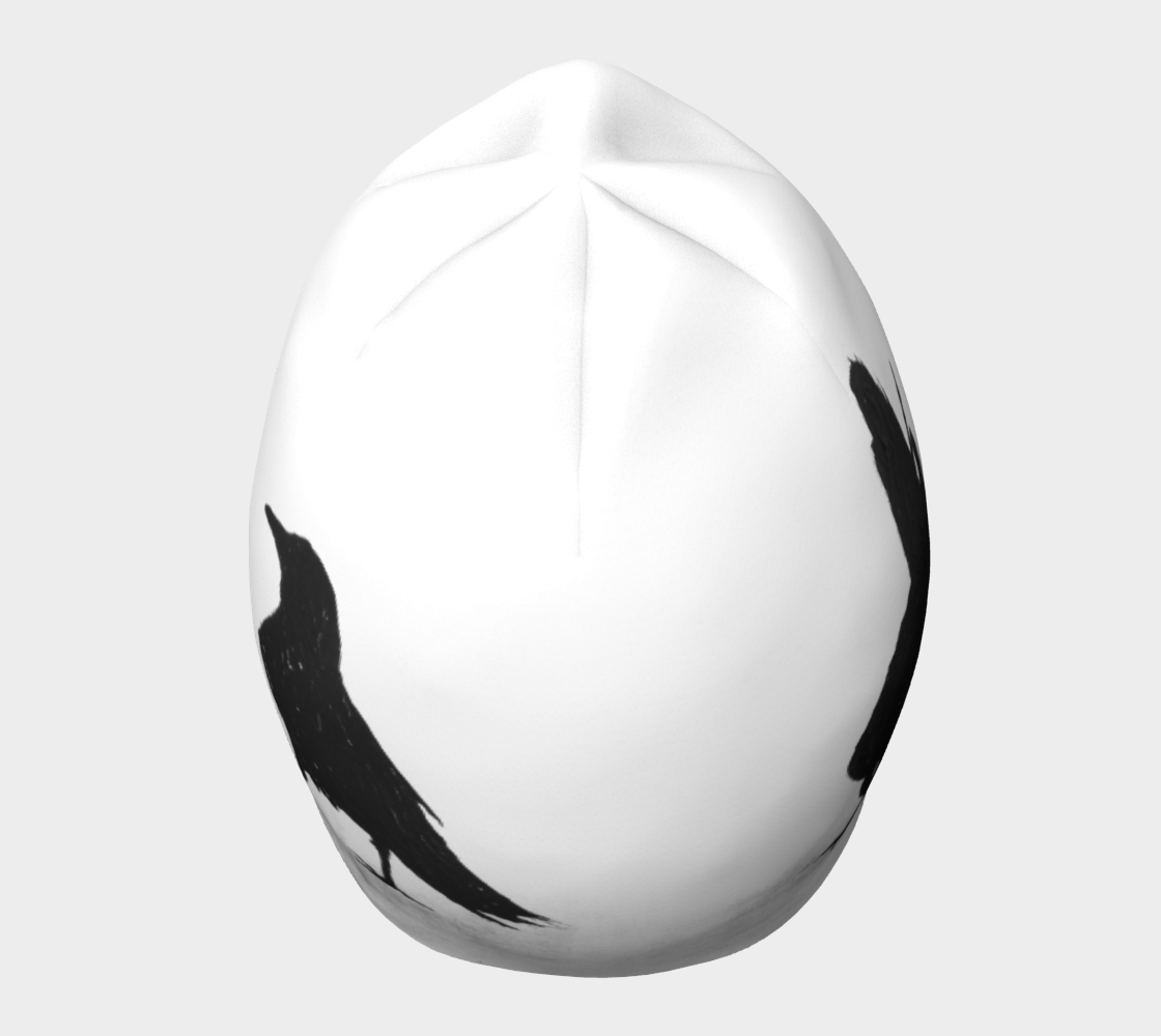 Black and white crow print lightweight beanie hat